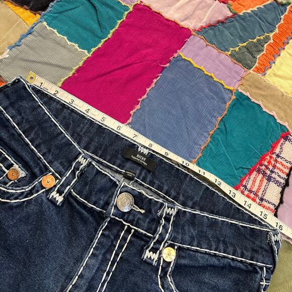 Y2K True Religion Embroidered Dark Blue Jeans 32Wx33L - Picture 6 of 7